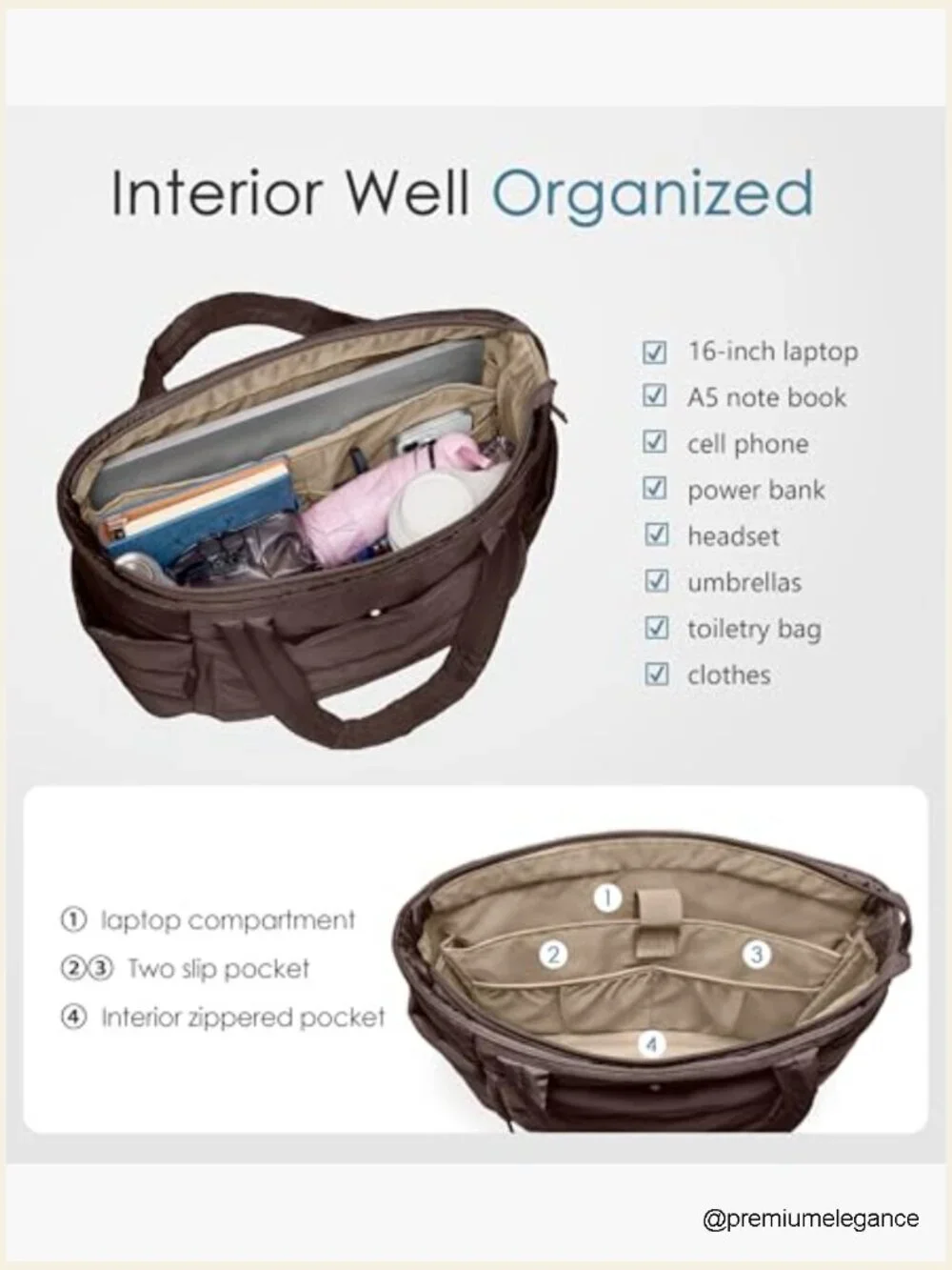 Quilted Puffer Tote with Laptop Compartment, 20L, Water Resistant, Lightweight